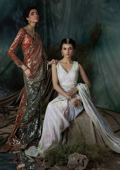 Aik Atelier | Sari Edit 2024 | SARI EDIT '24 VOL. 1 - LOOK 02 - Designer Dress with Intricate embroidery and embellishments. Shop elegent wedding dress at Maria Faisal.