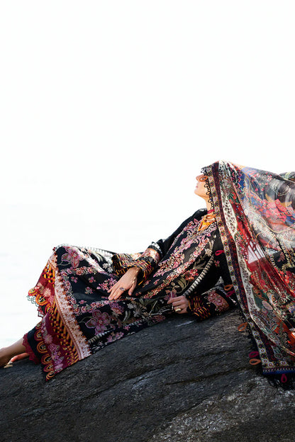 AJR Couture | Alif Signature Luxury Lawn 24 | Noir - Pakistani Designer Dress - Maria Faisal