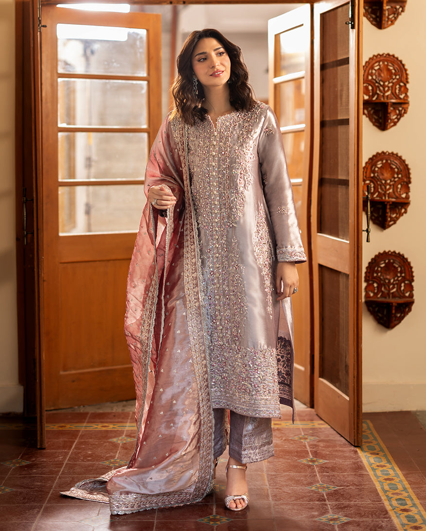 Mushq | Sunehri Lama Silk | Anoushay - Formal Dress - available at Maria Faisal in UK and USA.
