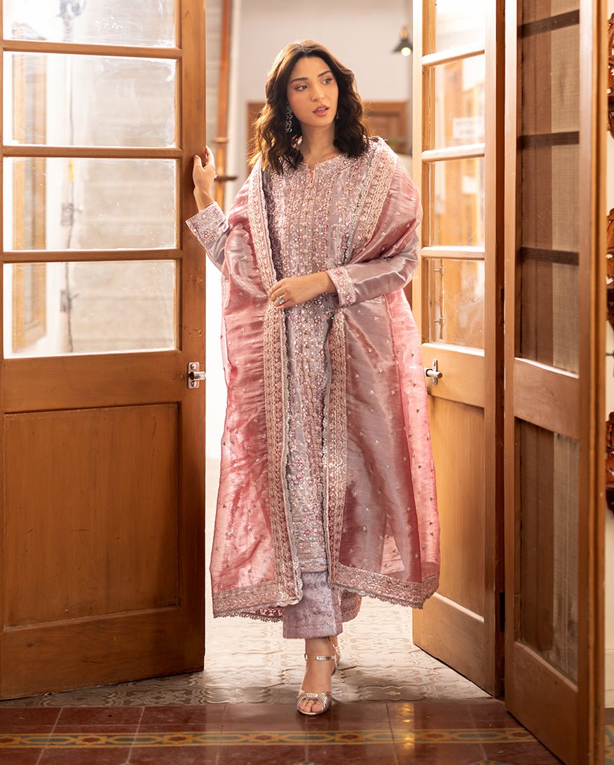 Mushq | Sunehri Lama Silk | Anoushay - Formal Dress - available at Maria Faisal in UK and USA.