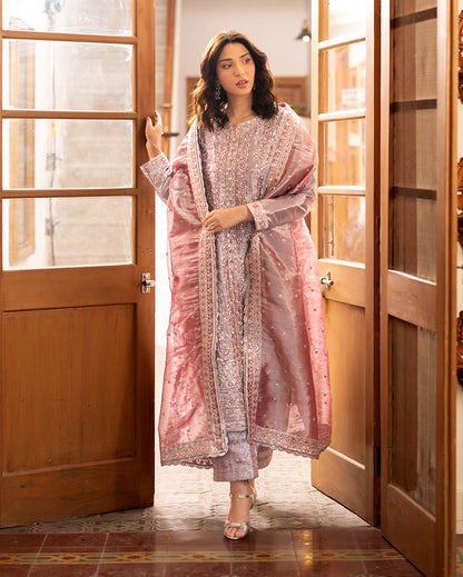 Mushq | Sunehri Lama Silk | Anoushay - Formal Dress - available at Maria Faisal in UK and USA.