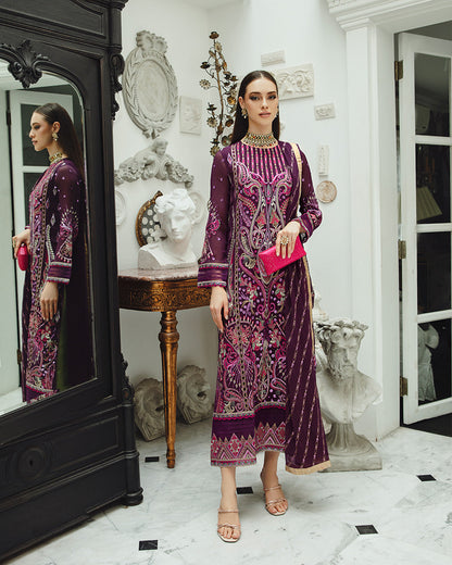 Maryum n Maria | Freesia Ariya Formals | SW23-502 - PLUM - Roshan - Ladies Clothes - Maria Faisal