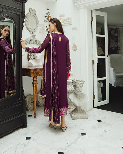 Maryum n Maria | Freesia Ariya Formals | SW23-502 - PLUM - Roshan - Ladies Clothes - Maria Faisal