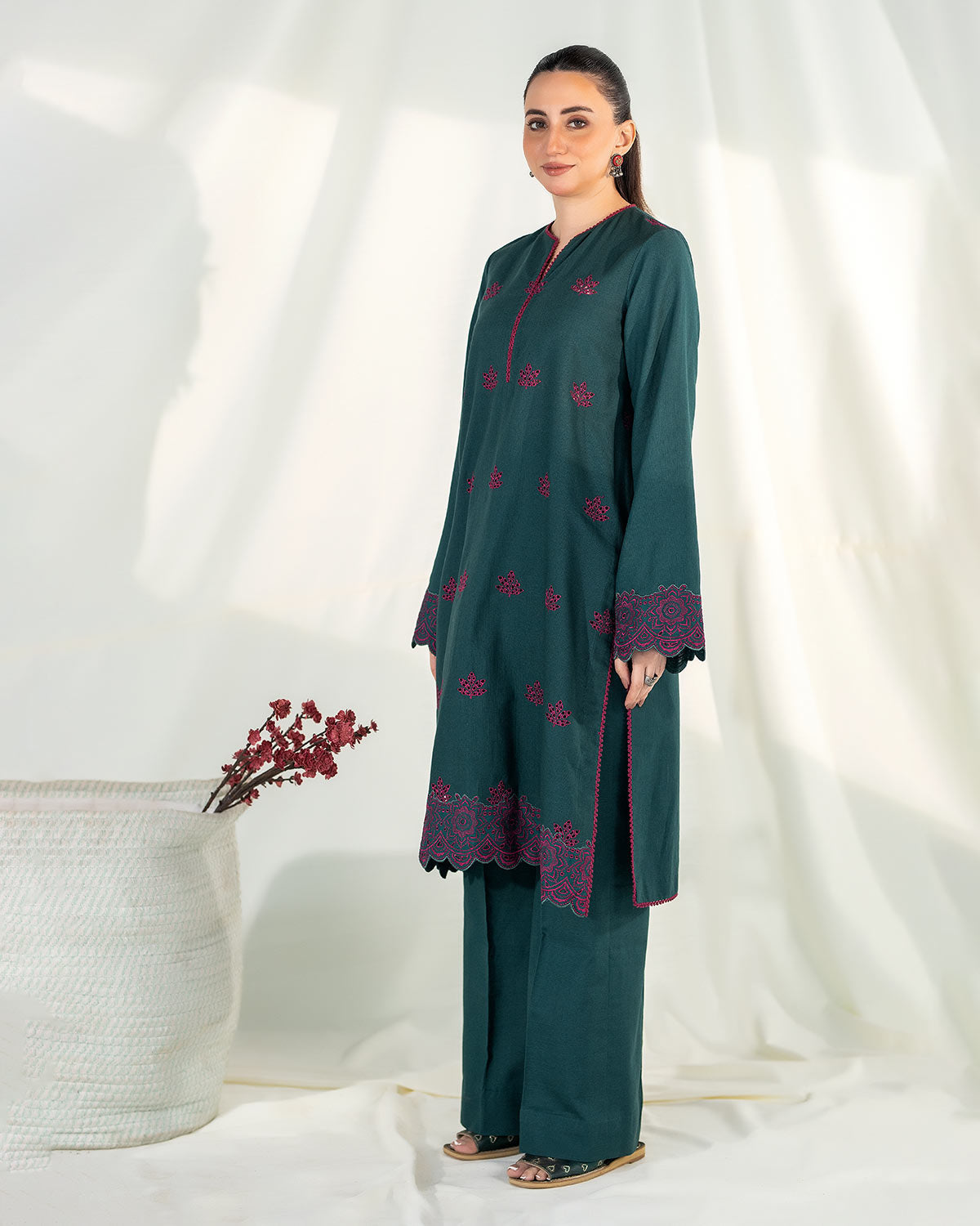 Zevk | Winter Flavour | LIME - Designer Dress with Intricate embroidery and embellishments. Shop elegent wedding dress at Maria Faisal.