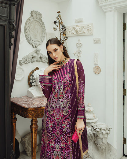 Maryum n Maria | Freesia Ariya Formals | SW23-502 - PLUM - Roshan - Ladies Clothes - Maria Faisal