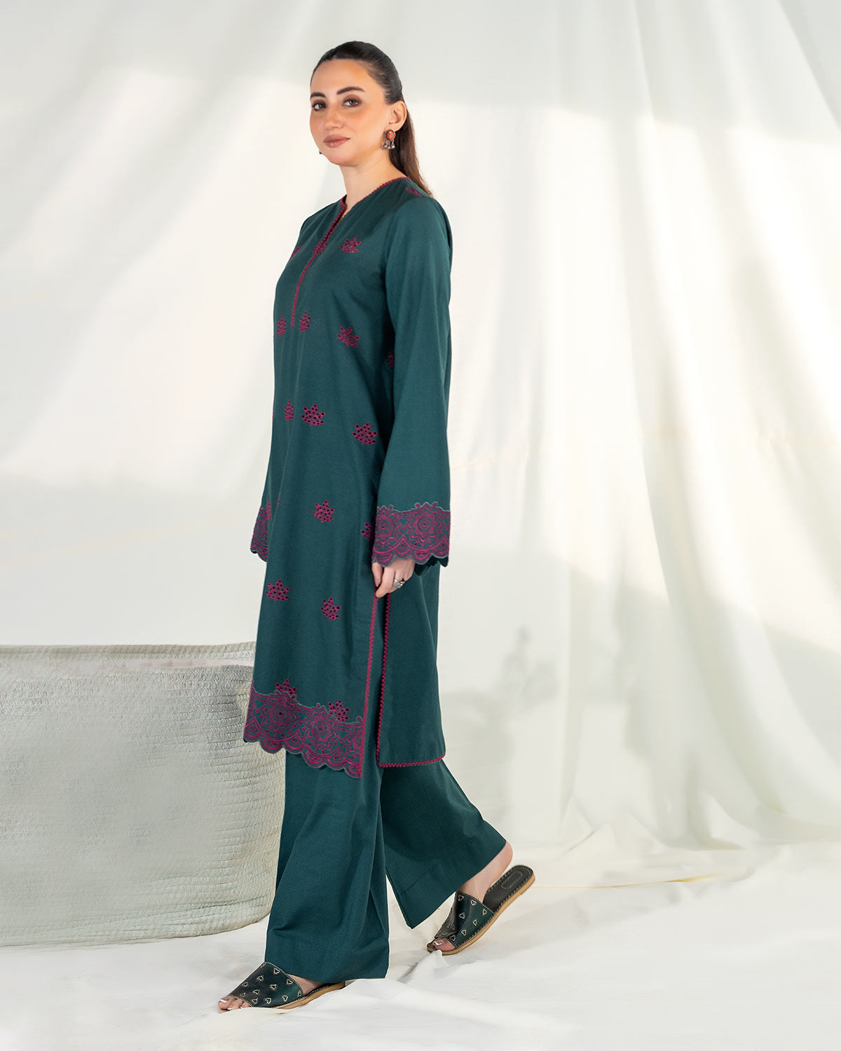 Zevk | Winter Flavour | LIME - Designer Dress with Intricate embroidery and embellishments. Shop elegent wedding dress at Maria Faisal.