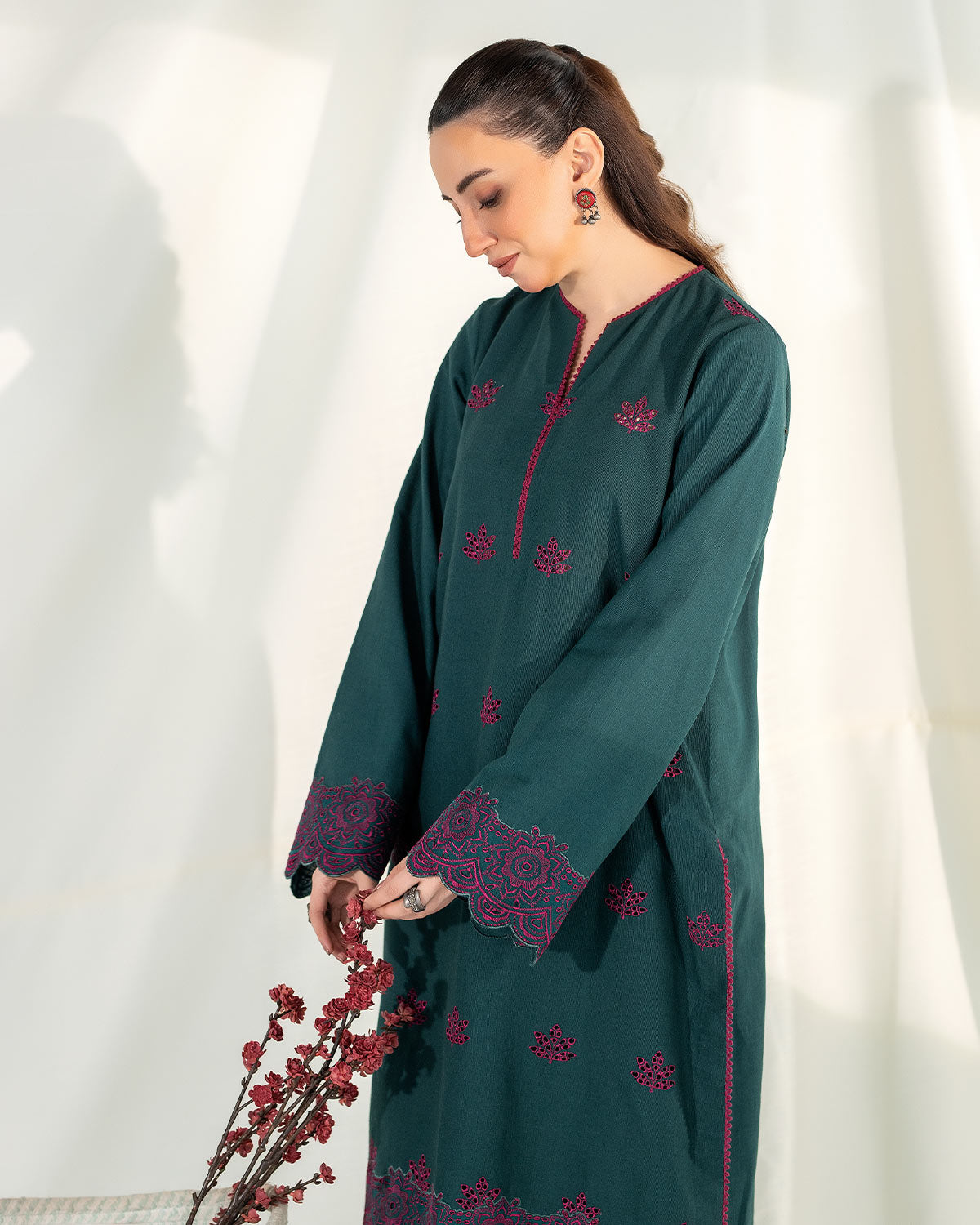 Zevk | Winter Flavour | LIME - Designer Dress with Intricate embroidery and embellishments. Shop elegent wedding dress at Maria Faisal.