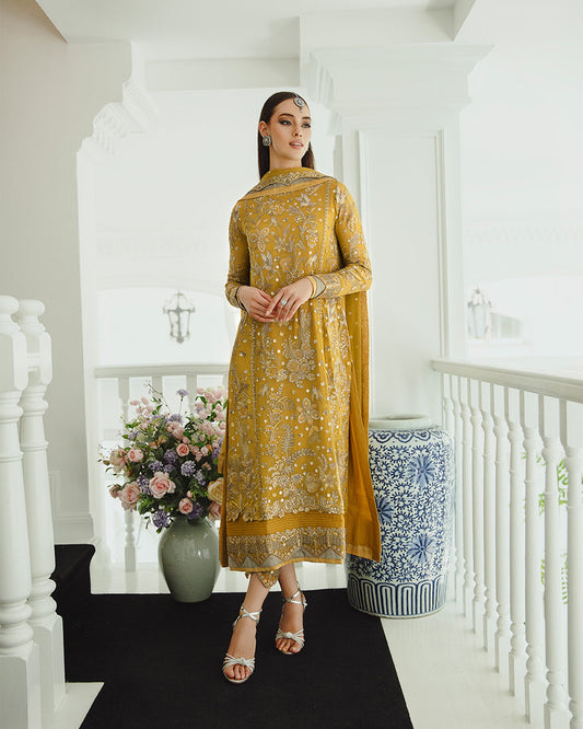 Maryum n Maria | Freesia Ariya Formals | SW23-510 - Ocher - Laleh - Ladies Clothes - Maria Faisal