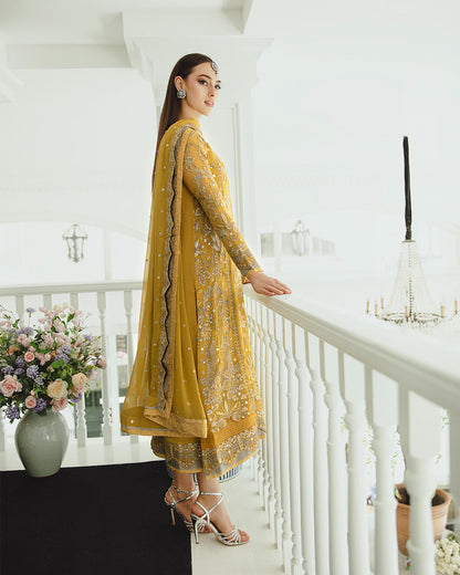 Maryum n Maria | Freesia Ariya Formals | SW23-510 - Ocher - Laleh - Ladies Clothes - Maria Faisal
