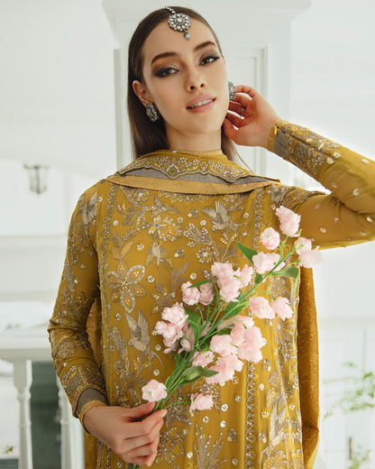 Maryum n Maria | Freesia Ariya Formals | SW23-510 - Ocher - Laleh - Ladies Clothes - Maria Faisal