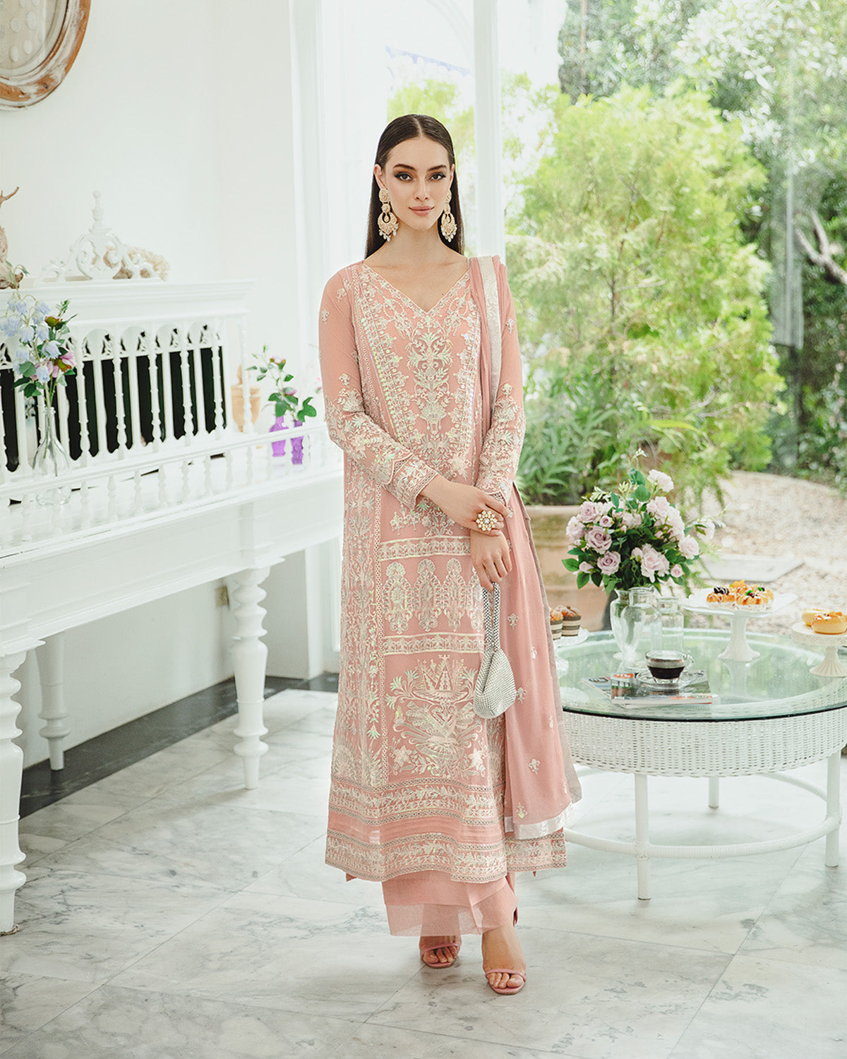 Maryum n Maria | Freesia Ariya Formals | SW23-503 - Pink Nude - Negar - Ladies Clothes - Maria Faisal