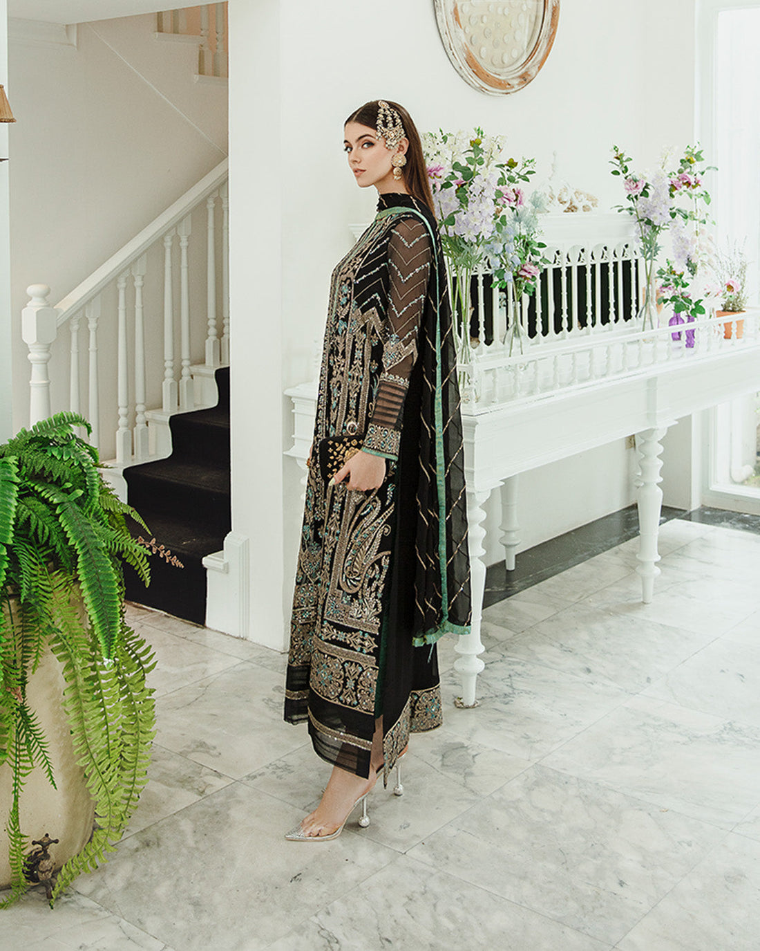 Maryum n Maria | Freesia Ariya Formals | SW23-507 - Black - Iman - Ladies Clothes - Maria Faisal
