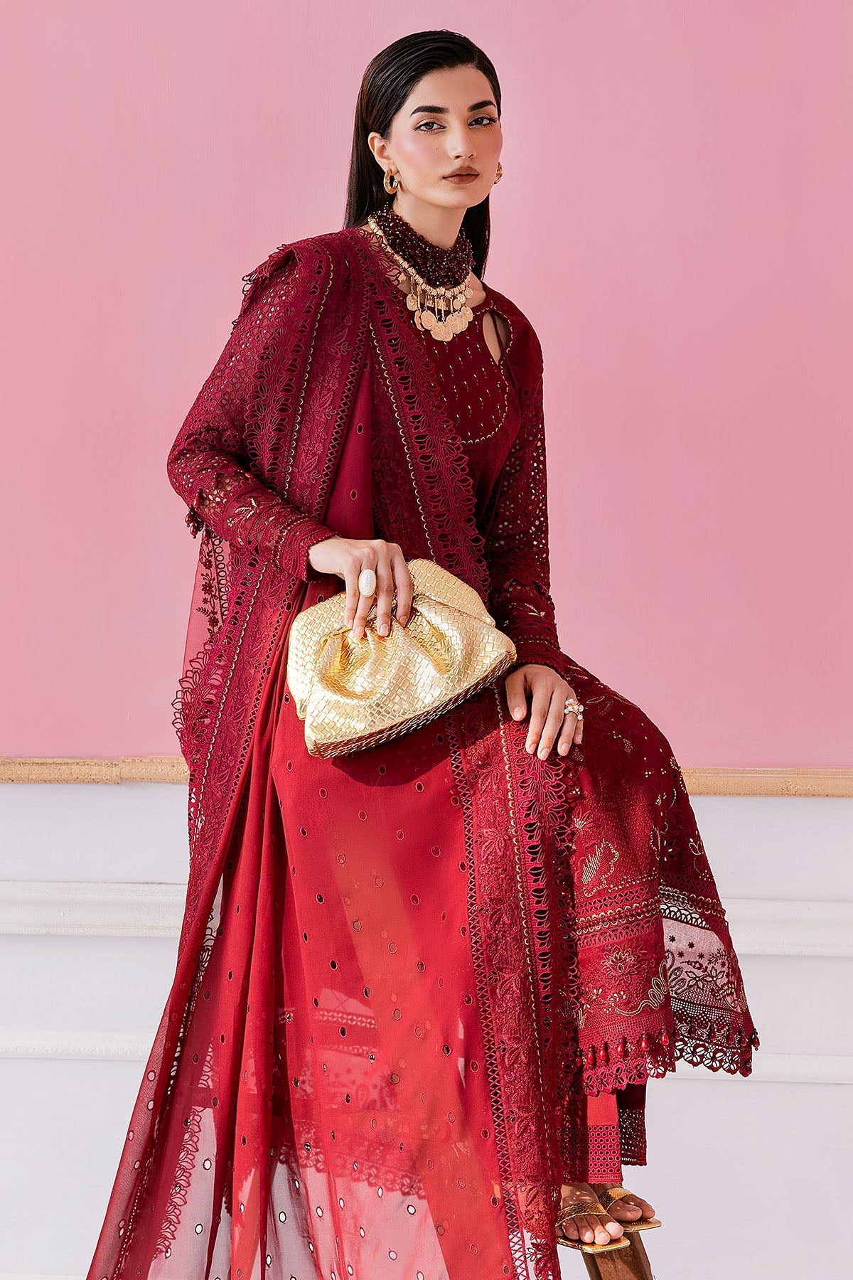 Imrozia Premium | Luxe Serene 25 | S-1089 SCARLET - Ladies Clothes - Maria Faisal