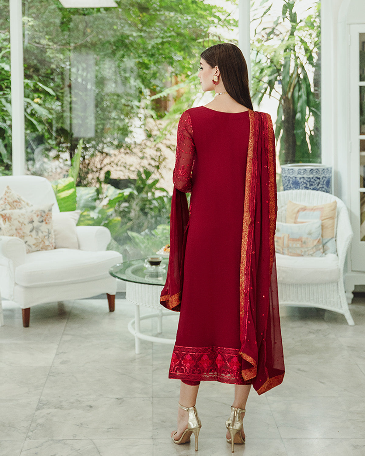 Maryum n Maria | Freesia Ariya Formals | SW23-506 - Crimson - Shadi - Ladies Clothes - Maria Faisal