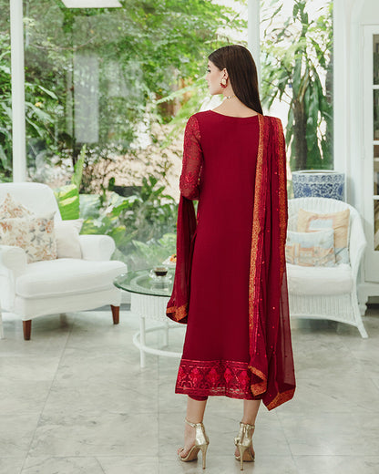 Maryum n Maria | Freesia Ariya Formals | SW23-506 - Crimson - Shadi - Ladies Clothes - Maria Faisal