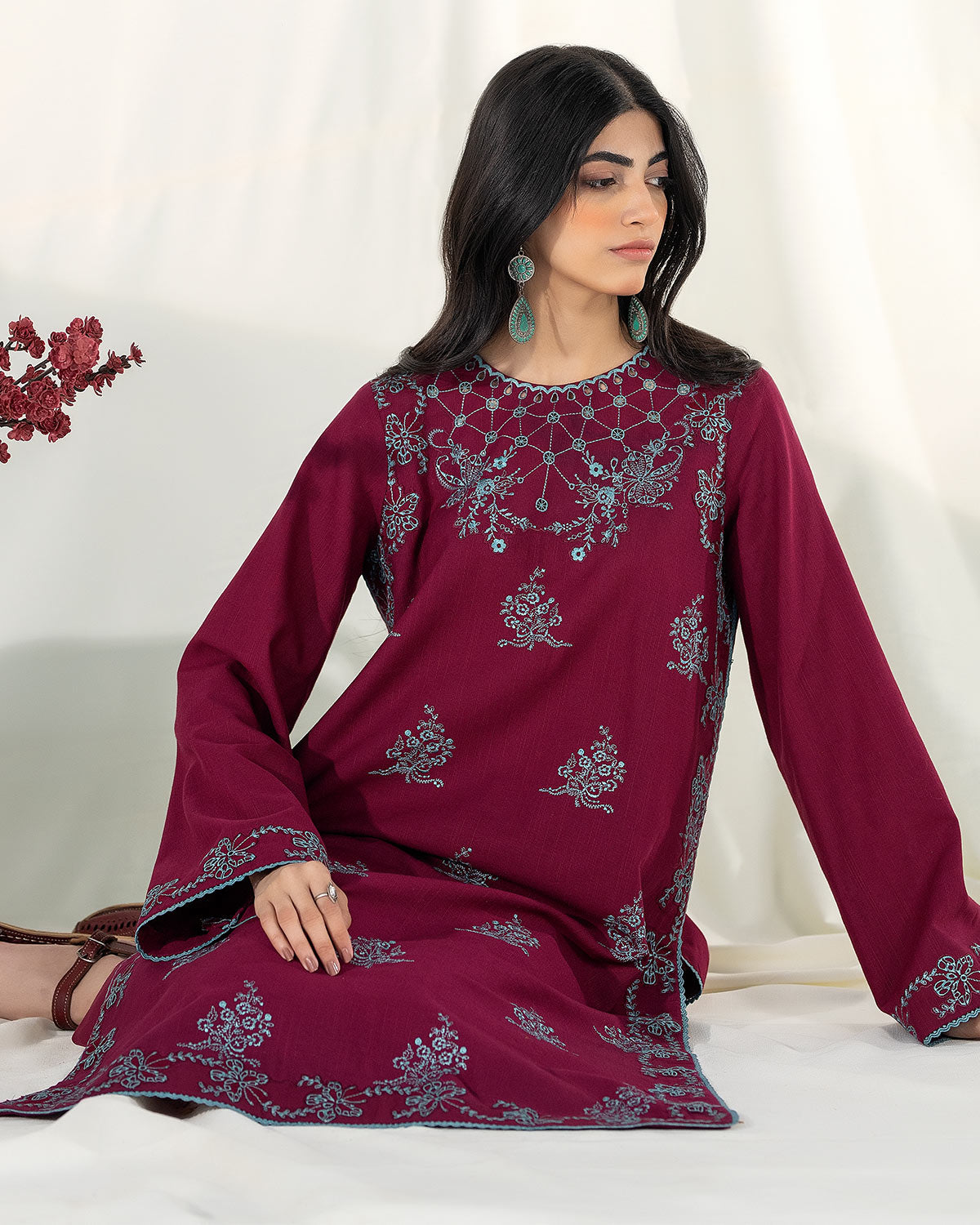 Zevk | Winter Flavour | BEETROOT - Designer Dress with Intricate embroidery and embellishments. Shop elegent wedding dress at Maria Faisal.