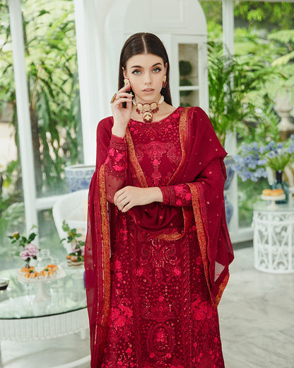 Maryum n Maria | Freesia Ariya Formals | SW23-506 - Crimson - Shadi - Ladies Clothes - Maria Faisal