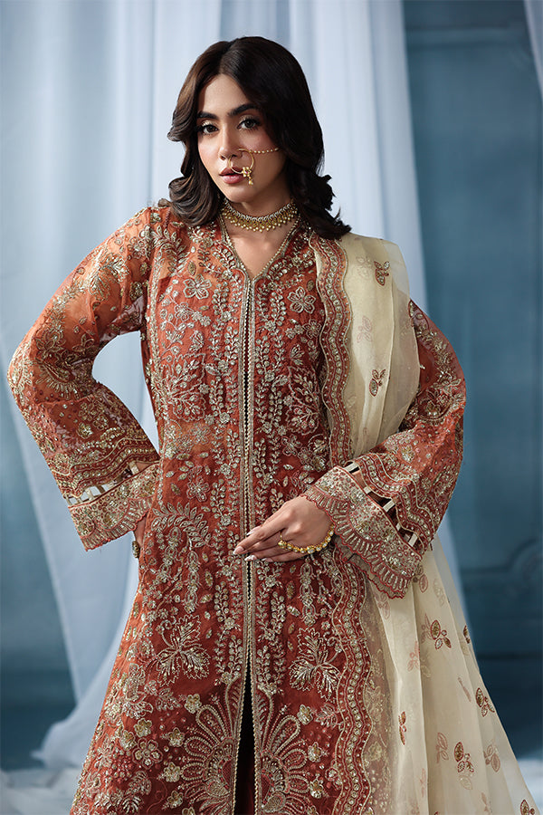 Saffron | Zynoria Formals 25 | Burnt Topaz - Formal Dress - available at Maria Faisal in UK and USA.