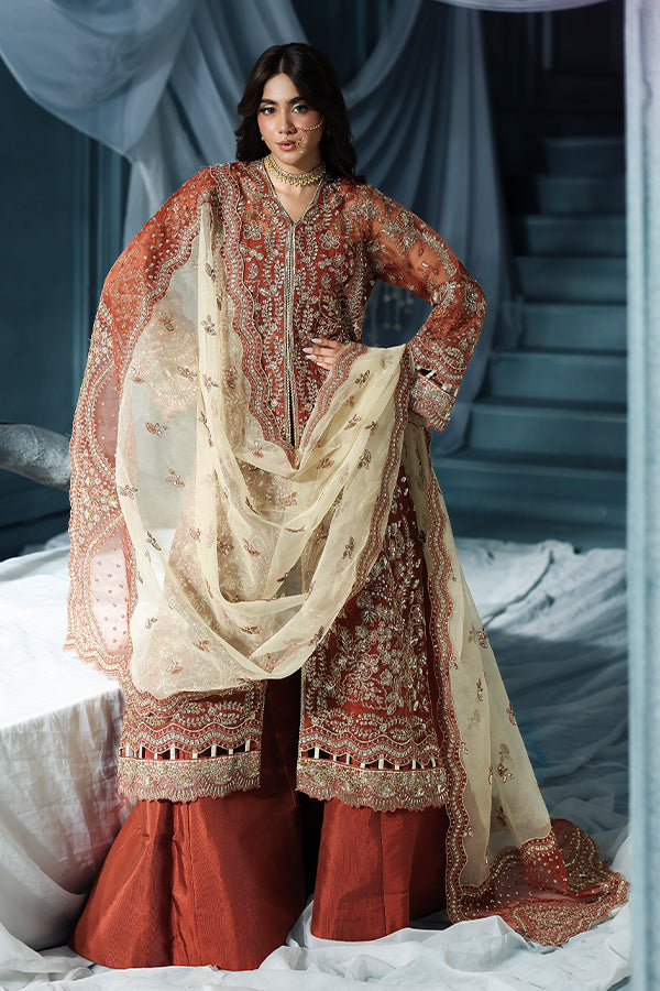 Saffron | Zynoria Formals 25 | Burnt Topaz - Formal Dress - available at Maria Faisal in UK and USA.