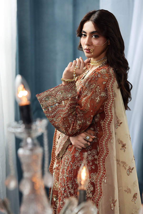 Saffron | Zynoria Formals 25 | Burnt Topaz - Formal Dress - available at Maria Faisal in UK and USA.