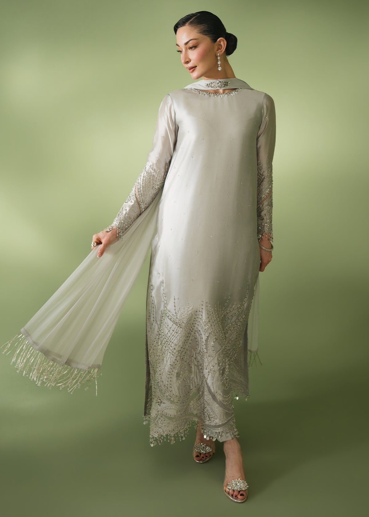 Jeem | Celestial Luxe Formals | AURA GREY - Formal Dress - available at Maria Faisal in UK and USA.