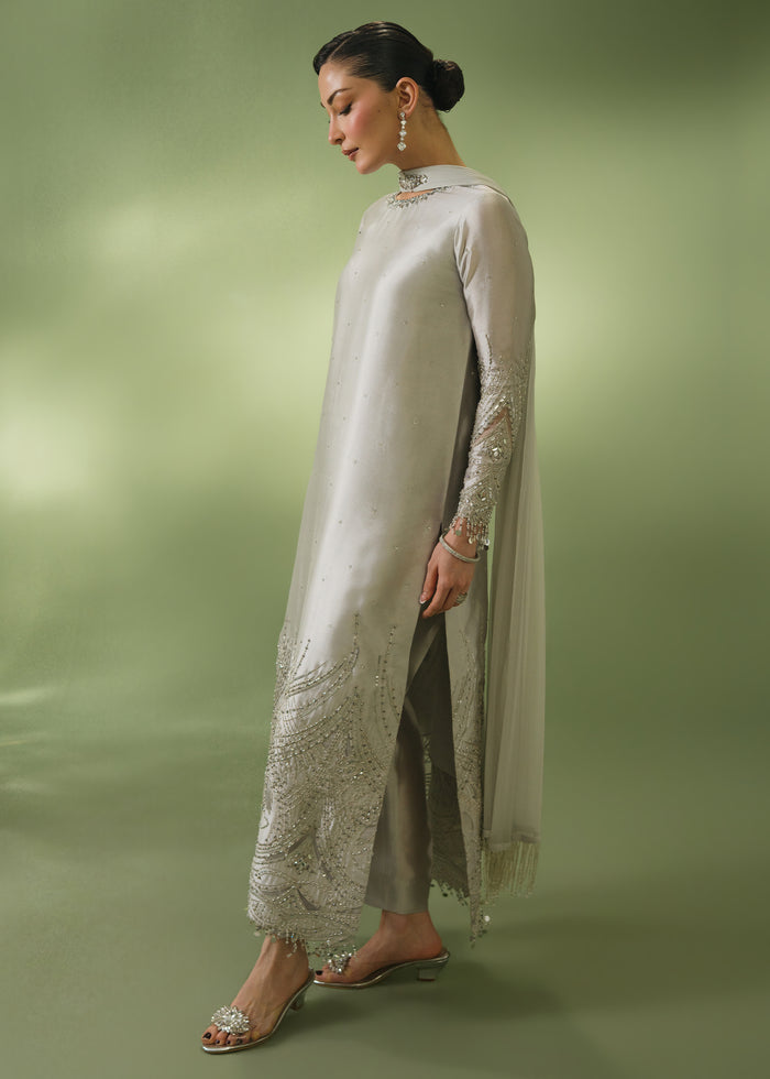 Jeem | Celestial Luxe Formals | AURA GREY - Formal Dress - available at Maria Faisal in UK and USA.