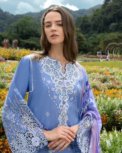 Mushq | Hemline the Secret Garden | Azure Bloom - Luxury Dress - available at Maria Faisal in UK and USA.