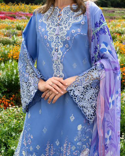 Mushq | Hemline the Secret Garden | Azure Bloom - Luxury Dress - available at Maria Faisal in UK and USA.