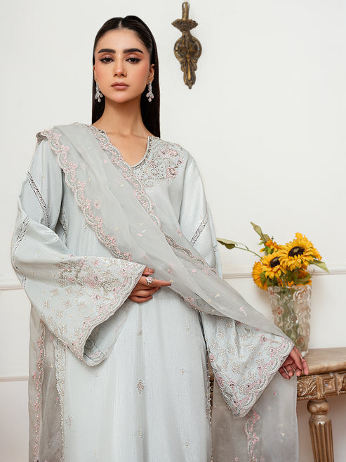 Epoque | Elysia Luxury Pret | Azure - Luxury Dress - available at Maria Faisal in UK and USA.