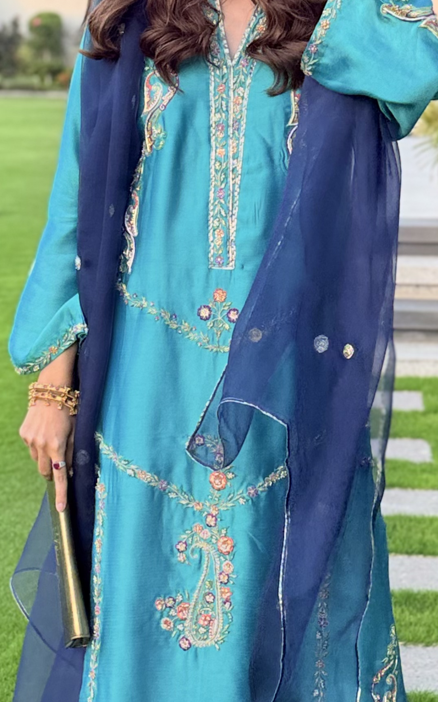 Asifa and Nabeel | Silk Edit 26 | Azure Radiance - Luxury Dress - available at Maria Faisal in UK and USA.