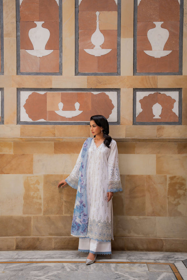 Azzal | Lawn 25 | IVORY - Ladies Clothes - Maria Faisal