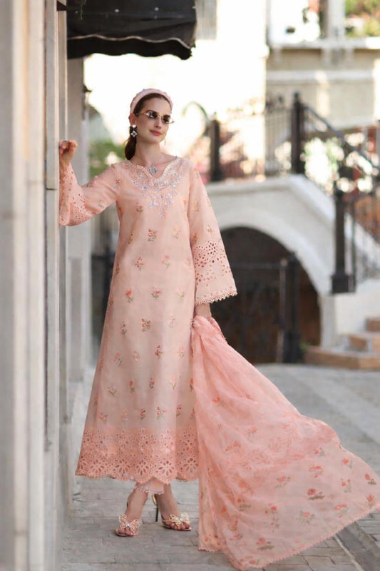 Noor by Saadia Asad | Eid Luxe Printkhaas 26 | D8 - B - Peach Blush - Luxury Dress - available at Maria Faisal in UK and USA.