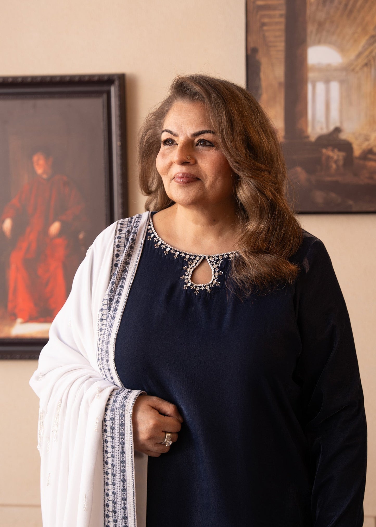 Fozia Khalid | The Velvet Rise 25 | STEAL MIST - Formal Dress - available at Maria Faisal in UK and USA.