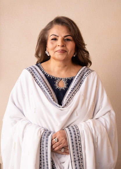 Fozia Khalid | The Velvet Rise 25 | STEAL MIST - Formal Dress - available at Maria Faisal in UK and USA.