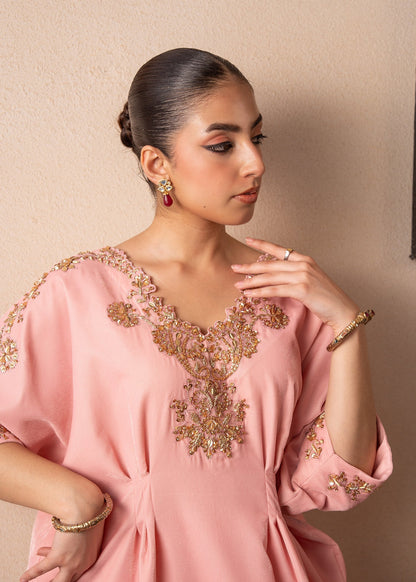 Fozia Khalid | The Velvet Rise 25 | BLUSH AURA - Formal Dress - available at Maria Faisal in UK and USA.