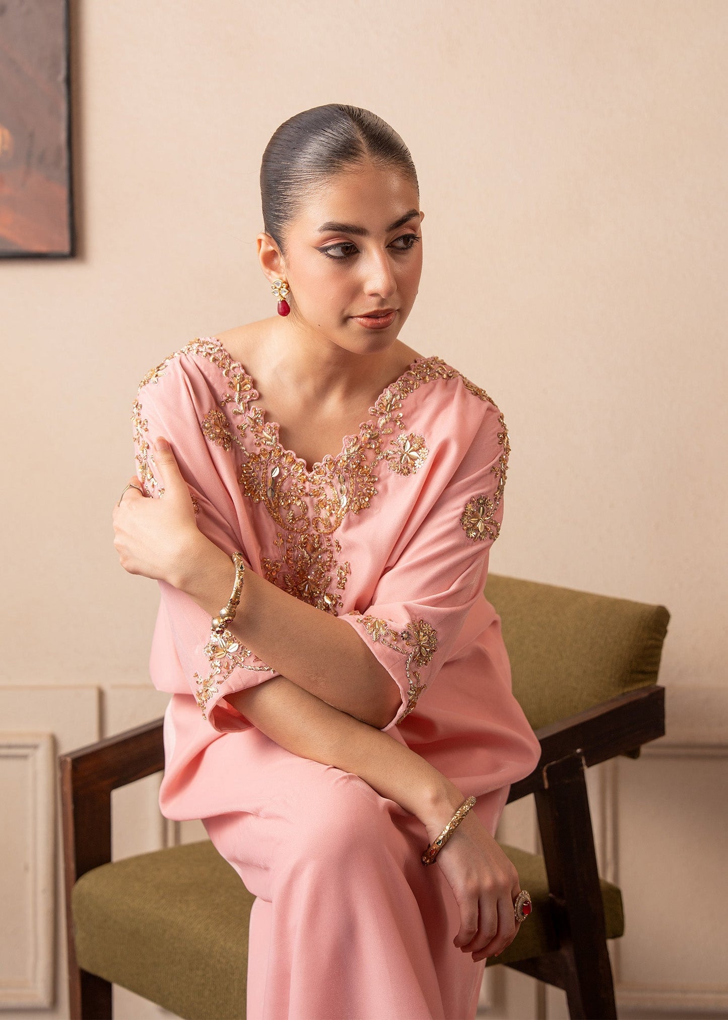 Fozia Khalid | The Velvet Rise 25 | BLUSH AURA - Formal Dress - available at Maria Faisal in UK and USA.