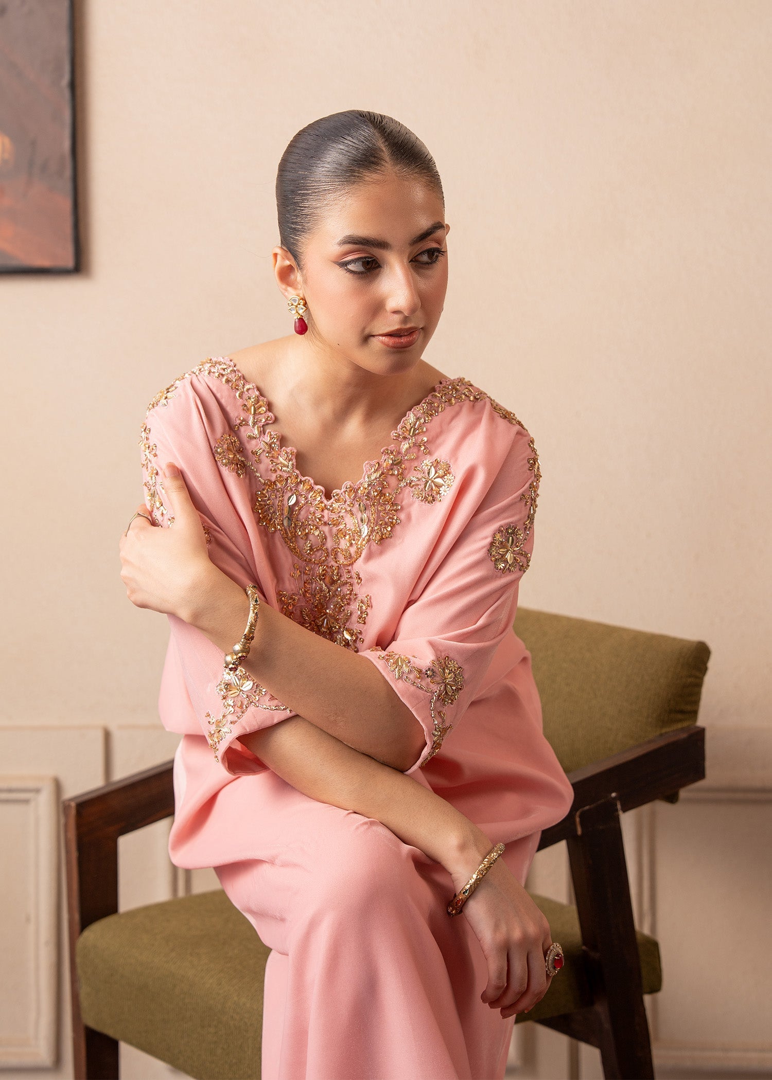 Fozia Khalid | The Velvet Rise 25 | BLUSH AURA - Formal Dress - available at Maria Faisal in UK and USA.