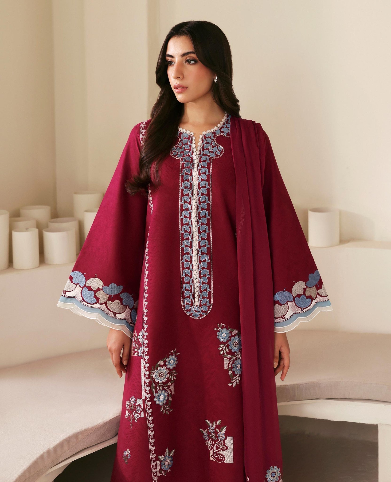 Republic Womenswear | Basics Pre Fall 25 | Fleurine - Formal Dress - available at Maria Faisal in UK and USA.