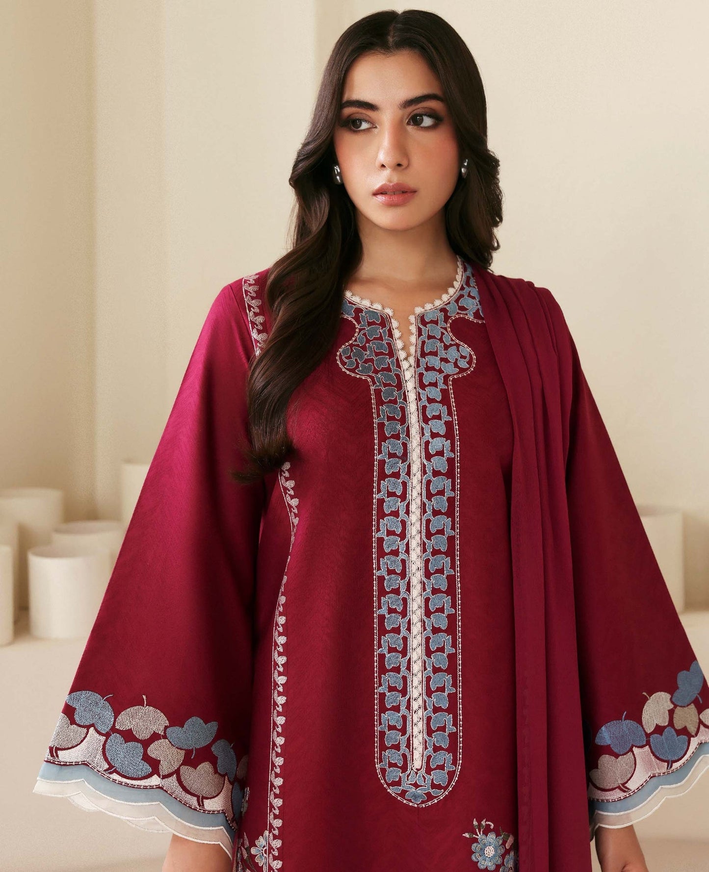 Republic Womenswear | Basics Pre Fall 25 | Fleurine - Formal Dress - available at Maria Faisal in UK and USA.