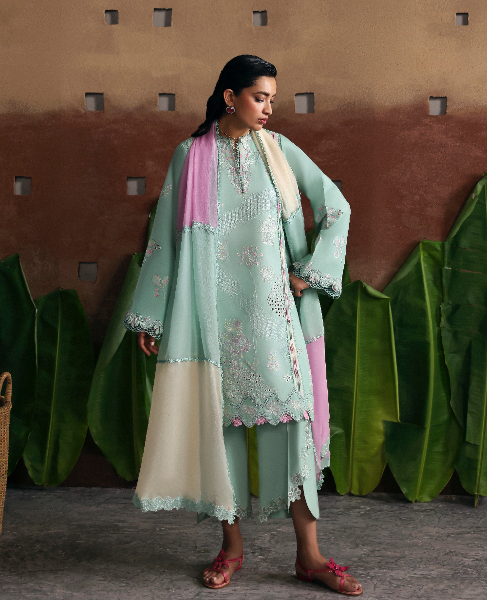 Republic Womenswear | Basics Pret | Glacier Bloom - Luxury Dress - available at Maria Faisal in UK and USA.
