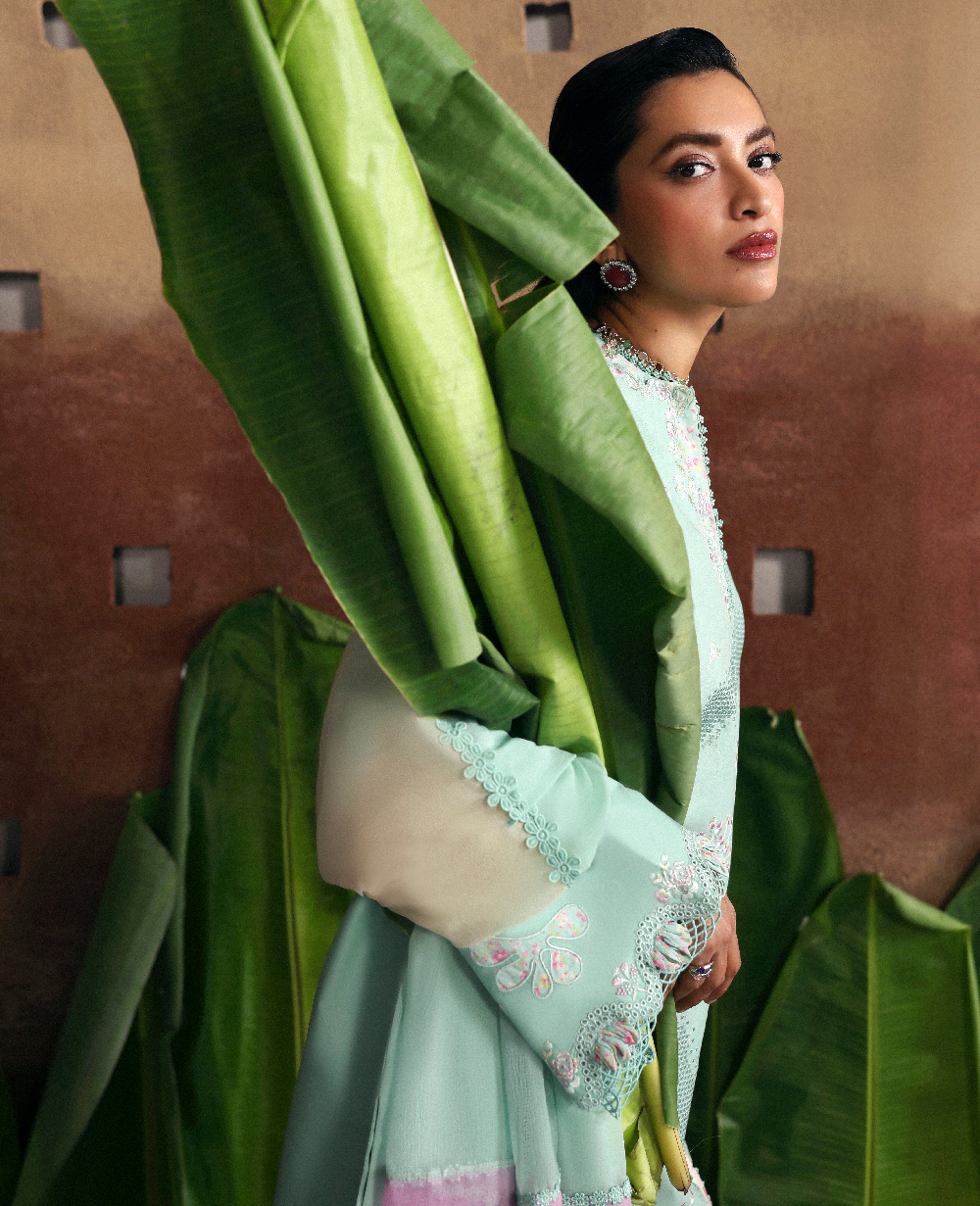 Republic Womenswear | Basics Pret | Glacier Bloom - Luxury Dress - available at Maria Faisal in UK and USA.