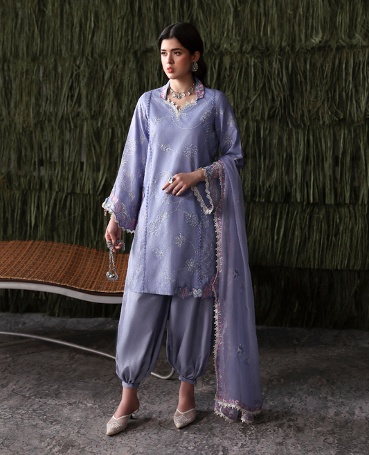 Republic Womenswear | Basics Pret | Cornflower Blue - Luxury Dress - available at Maria Faisal in UK and USA.