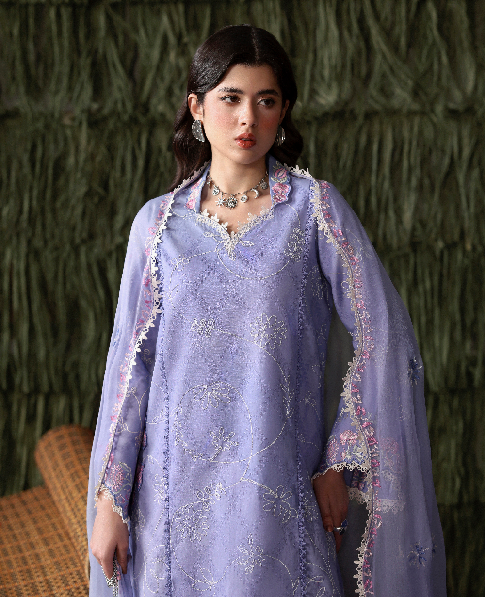 Republic Womenswear | Basics Pret | Cornflower Blue - Luxury Dress - available at Maria Faisal in UK and USA.