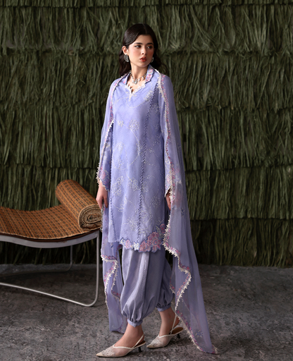 Republic Womenswear | Basics Pret | Cornflower Blue - Luxury Dress - available at Maria Faisal in UK and USA.
