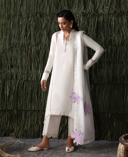 Republic Womenswear | Basics Pret | White Swan - Luxury Dress - available at Maria Faisal in UK and USA.