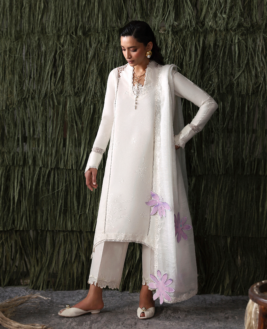 Republic Womenswear | Basics Pret | White Swan - Luxury Dress - available at Maria Faisal in UK and USA.