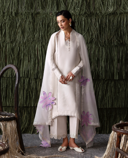 Republic Womenswear | Basics Pret | White Swan - Luxury Dress - available at Maria Faisal in UK and USA.