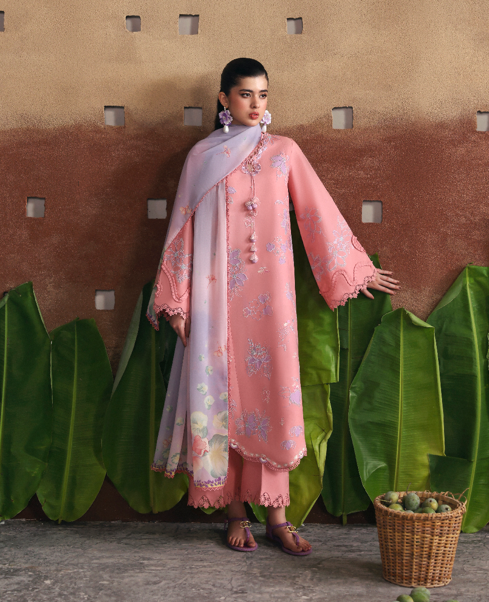 Republic Womenswear | Basics Pret | Coral Bloom - Luxury Dress - available at Maria Faisal in UK and USA.