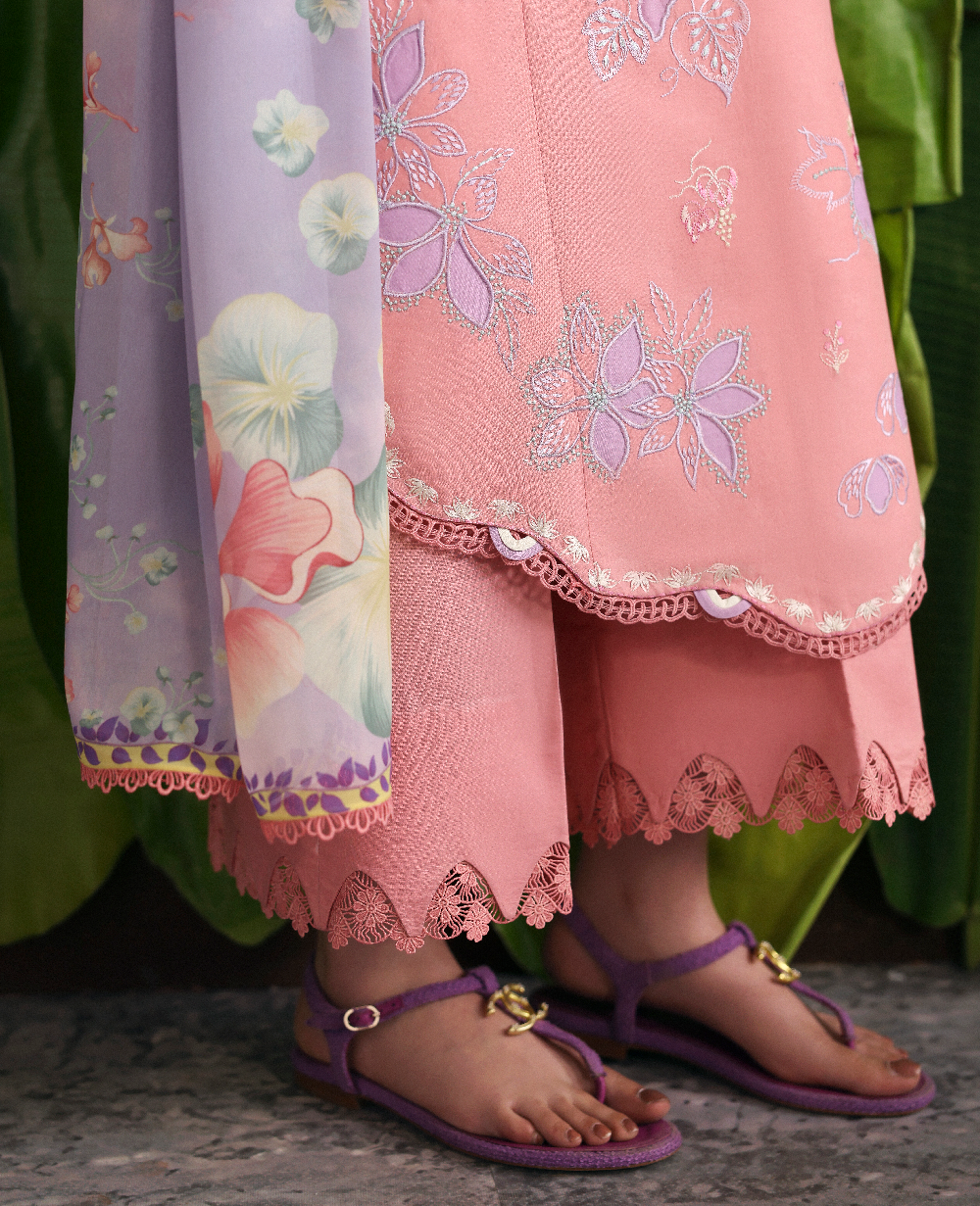 Republic Womenswear | Basics Pret | Coral Bloom - Luxury Dress - available at Maria Faisal in UK and USA.