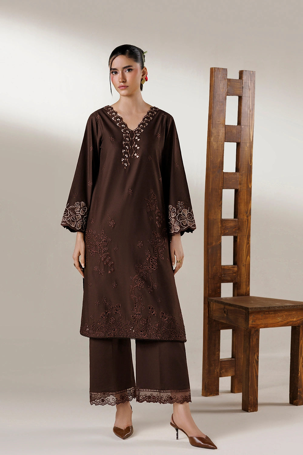Azure | Chic Essentials |Brown Sugar - Casual Dress - available at Maria Faisal in UK and USA.